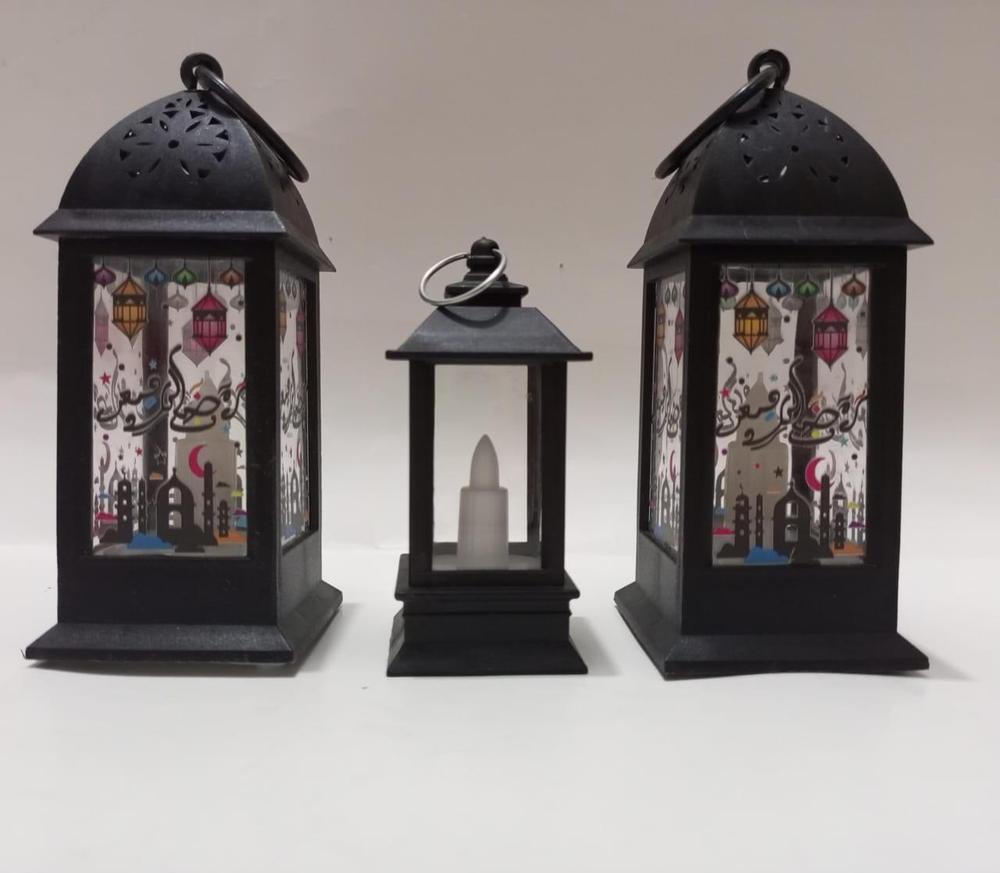 Ramadan LED Flame Light Decoration Lamp, Pack Of 3 (BLACK)